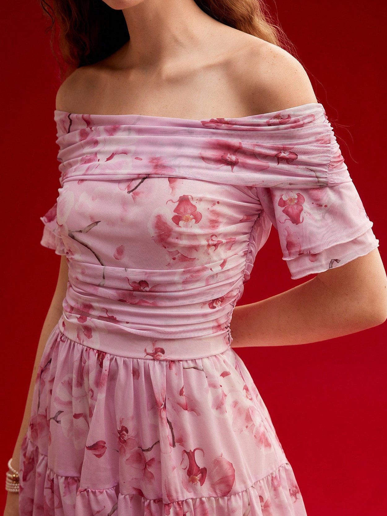 Floral Off-the-Shoulder Tiered Maxi Dress - Image 3