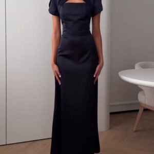 Elegant Hollow Petal Sleeve Maxi Dress