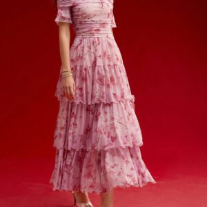 Floral Off-the-Shoulder Tiered Maxi Dress