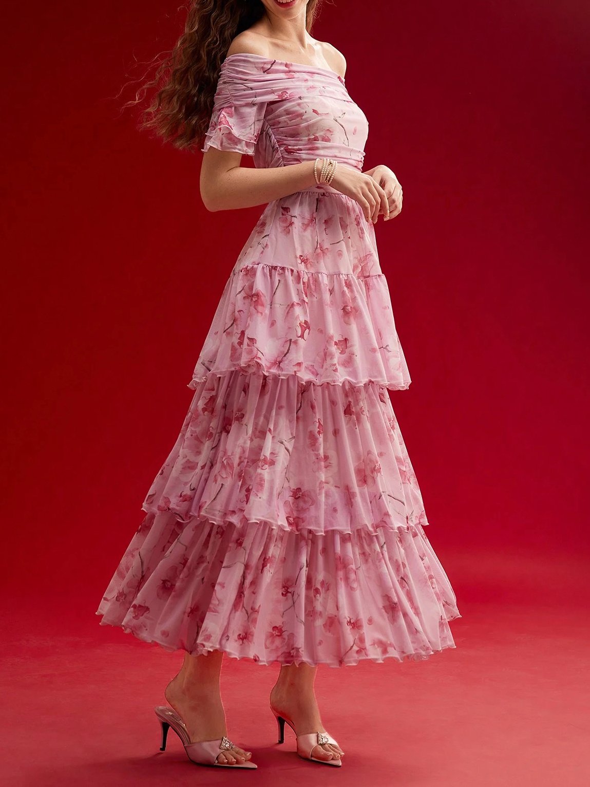 Floral Off-the-Shoulder Tiered Maxi Dress - Image 2