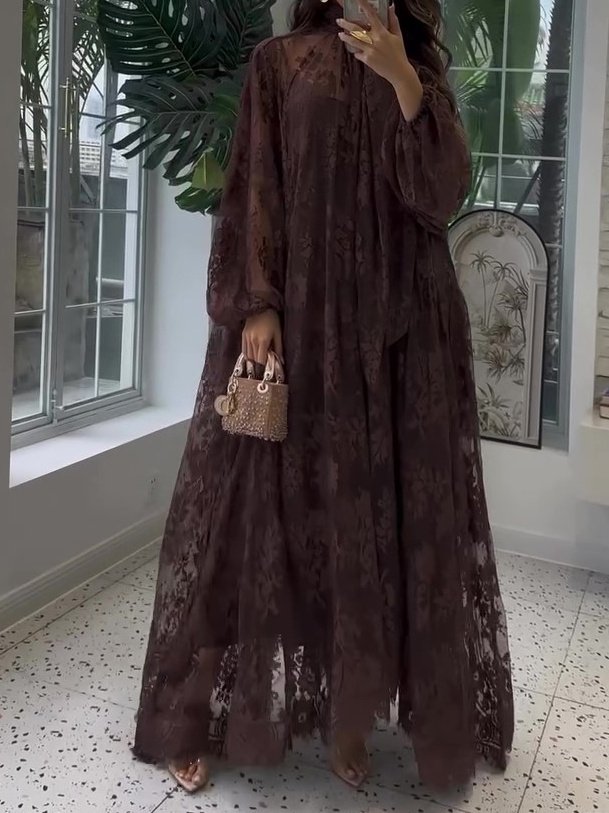 Lace Tie Double Layer Swing Dress - Image 3