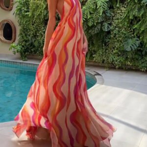 Holiday Halterneck Gradient Backless Dress