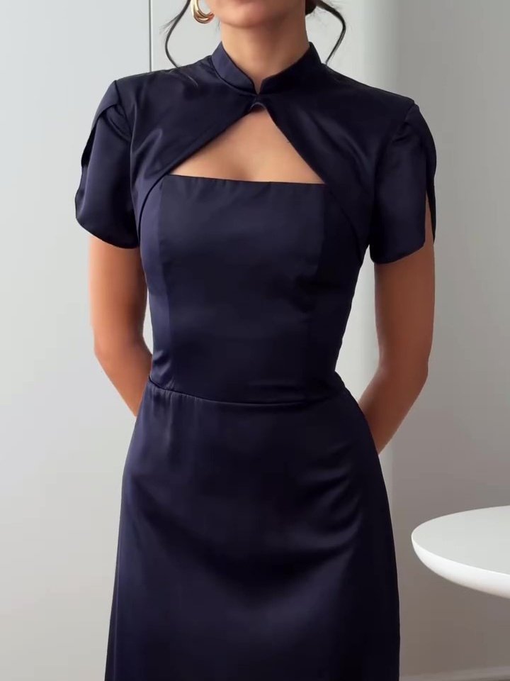 Elegant Hollow Petal Sleeve Maxi Dress - Image 7