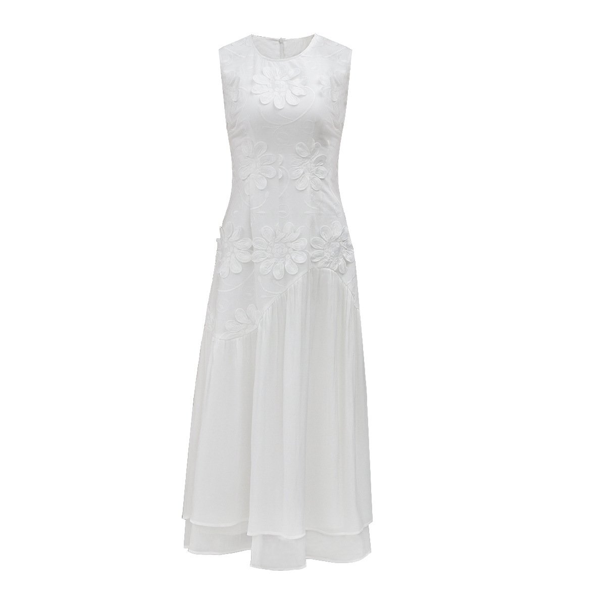 Vacation And Resort Outfit 3D Embroidered Sleeveless Dress For Women - Image 5